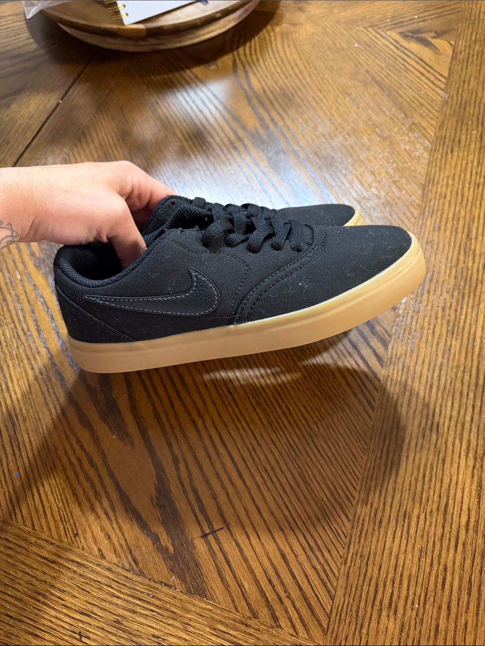 Nike Kids Black Sneakers with Gum Sole